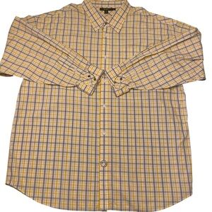 Vintage Sean John long sleeve yellow plaid button down shirt, 100% cotton 4XL